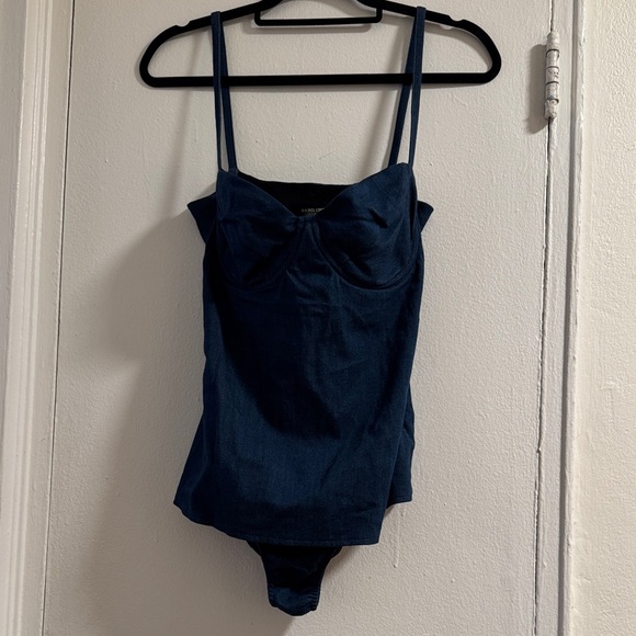 Rachel Comey Navy Blue Dark Denim Bodysuit - Picture 1 of 7